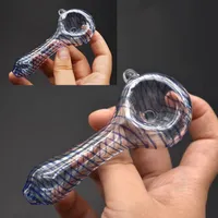 Wholesale travel protable mini New glass smoking hand pipes wonderful colorful tobacco spooon pipe