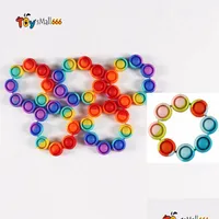 Party Games Crafts Wristband Rainbow Fidget Push Bubble Sensory Toy Favor 2 Styles Reliever Toys Bracelet Fast Send Drop Delivery Dhjwo