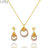 Necklace Earrings Set Creative Simple Round Shape Design Unisex Birthday Party Gift Pendant Casual Style