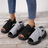 Summer Beach Mesh Platform Slippers 2022 New Casual Open Toe Shoes Fad Slingback Slides Flip Flops Women Sandals 0129