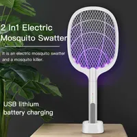 Pest Control Summer Electric Swatter LED Light 1200mAh Rechargeable 2 In 1 Fly Mosquito Killer Lamp Home Bug Insect Racket 0129