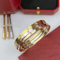 Kobiety mężczyźni kochają bransoletki projektanta bransoletki stylowe diamenty srebrne różowe złoto bransoletki śrubokrętny śrubokręta paznokcie para biżuteria 4 mm stal tytanowa