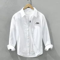 Men's Casual Shirts 2177 Cotton Spring Fashion Men's Japan Style Basic Shirt Long Sleeve Embroidery Lapel Blouses Youth Loose Simple Top