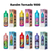 Randm Tornado 9000 Pufos e cigarros descartáveis ​​e cigarros preenchidos 18 ml Pen de vape brilhante 0/2/3/5% 850mAh Bateria recarregável 9000PUFF bobina de malha 26 cores