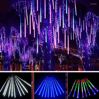 Strings Christmas Lights Meteor Shower Rain 8 10 Tube Festoon Led Light Garlands Outdoor Fairy Tree Decor Garden