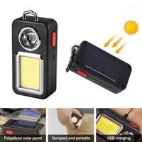 Portable Lanterns Solar COB LED Torch Waterproof Working Light Keychain Emergency For Outdoor Camping Fishing Car Repair Lamp