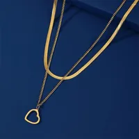 Pendant Necklaces Skyrim Heart Snake Chain Necklace For Women Stainless Steel Minimalist Simple Double Layer Clavicle Neck Kpop Jewelry