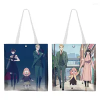 Storage Bags SPYxFAMILY Double-sided Print Handbag Anime Canvas Casual Fashion Printed Shoulder Cute Anya Forger Shopping
