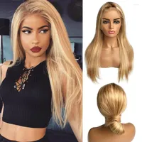 Blonde Highlights 13x6 Lace Front Wigs Ombre 613 Straight 200 Density Pre Plucked Frontal Human Hair Wig For Black Women