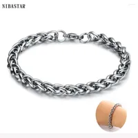 Link Bracelets NIBASTAR 7mm Silver Color Stainless Steel Chain For Men Punk Bracelet Male Wrist Fashion Accessory Jewelry Gift