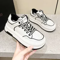 Fashion Casual Shoes Women's 2023 Spring New Muffin Big Head Sports Shoes Thick soles Versatile Leather Small White Board Shoes Women