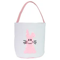 Rabbit basket easter tote festive sleeping basket 10 colors options sequin bags bunny baskets bags egg candy canvas bags easter Bucket