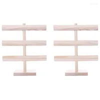 Jewelry Pouches 2 Pcs Solid Wood Three-Layer Bracelet Stand Watch Storage Household Props Display