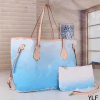 Fashion 2-piece women's shoulder bag gradient color classic design high-quality ladies handbag large capacity wallet purse205S
