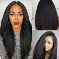 Kinky Straight Lace Front Human Hair Wigs Glueless 4x4 13X4 Closure Wig