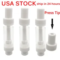 2ML Full Ceramic Cartridges USA STOCK Atomizers Press Disposable Vapes 510 Thread Carts 4x1.5x1.6mm Empty Device Packaging OEM Bag Custom Box D8 D9 Thick Oil Syringe
