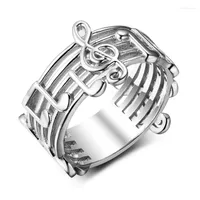 Wedding Rings Exquisite Sheet Music Note Ring Hollow Fashion Female Lover Party Jewelry Gift
