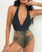 2023 One-Piece Swimsuit Sexy Deep V-neck Backless High Elastic Swimsuit French Style Tied Durable Swimwear for Women