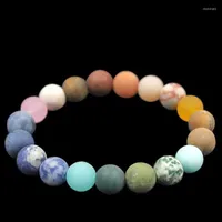 Strand 10mm Multicolor Chakra Matte Planets Bracelet Natural Stone Beads Wrap For Women Jewelry Yoga Lover Single Bracelets