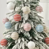 Party Decoration 1Pcs 8CM Christmas Hanging Balls Sequined Glitter Ball Xmas Tree Lightweight Foam Pendant Year Home Decor Navidad