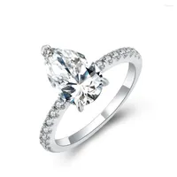 Anelli di cluster Attagems Moissanite Cut per pera 3,0 mm per le donne Pass Diamond Test Anello 925 Brand Top Wedding Sterling Silver
