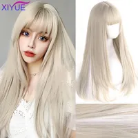 Synthetic Wigs Cosplay Wig Long Natural Wavy Platinum Blonde with Bangs Party Lolita for Women Heat Resistant Fiber 230131