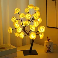 야간 조명 LED 꽃 장미 테이블 램프 발렌타인 동화 조명 나무 USB 조명 홈 파티 로맨틱 선물