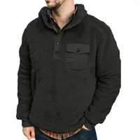 Men's Hoodies Man Sweatshirts Winter Fleece Fur Pullover Men Long Sleeve Buttons Jumper Solid Color Warm Outerwear Sweatshirt Jacket