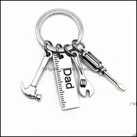 Party Favor Stainless Steel Key Chain Dad Hammer Ring Screwdriver Wrench Gift Tools Fathers Day For Man Pae11359 Drop Delivery Home Otqrb