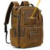 Backpack Luufan Crazy Horse Leather Men Real Cowskin Laptop Bagpack Computer Backpacks For Male Daypack Business School Bag