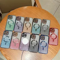 Voor MagSafe Plating Gradient Glitter Clear Cases voor iPhone 14 plus Case 11 12 13 Pro Max Soft Silicone Magnetic Drawly Lading Cover