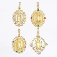 Pendant Necklaces OCESRIO Gold Plated Religious Virgin Mary Pendants Jewelry Making Copper Zirconia Accessories For Wholesale Pdta664