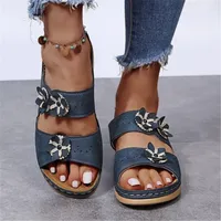 Sandals 2023 Summer Women's Fashion Flowers Beach Open Toe Slippers Shoes For Woman Outdoor Wedges Comfortable Casual