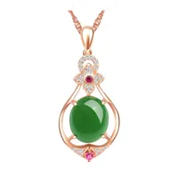Colares pendentes colar de jade verde natural jadeite charme j￳ias presentes de j￳ias de ouro rosa bdehome entrega de pingentes de queda dhlry