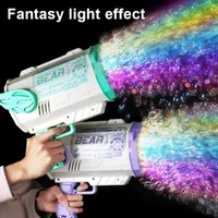 Novelty Games 76 80 88 Holes Electric Rocket Bubble Gun With LED Gatling Blowing Soap Water Bow Bubble Machine Outdoor Toys For Children Gifts 230130