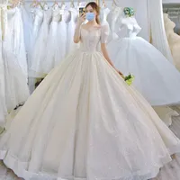 2023 Dubai Luxury a line Wedding Dresses Plus Size Chapel Train Sweetheart vestido de novia Appliqued Bridal Wedding Gowns Custom Made sequined modern wed gown