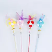 Cat Toys Pet Interactive Funny Feathers Toy Teaser Cute Design Bell Steel Wire Acrylic Tube Feather Products DIY