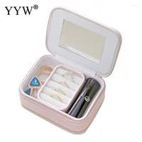 Jewelry Pouches Simple Korean PU Leather Creative Travel Portable Box Earrings Storage Small Bag
