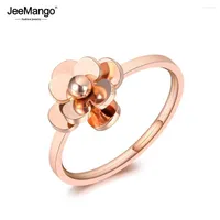 Wedding Rings JeeMango Design Love Roses Engagement Jewelry For Women Rose Gold Color Titanium Stainless Steel Bridal Ring JR19097