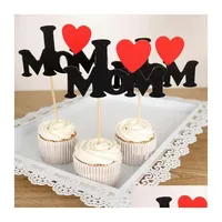 Other Event Party Supplies Cake Toppers I Love Dad Mom U Baby Cards Banner For Fruit Cupcake Wrapper Baking Cup Birthday Tea Weddi Dhk63