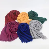 Scarves Islamic Hijab Solid Color Shawls Wraps Women Muslim Crinkle Scarf Soft Cotton Headscarf