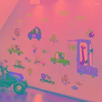 Wall Stickers Cartoon Animal Car Sticker Kids Room Decor Aesthetic Bedroom Nursery DIY Decal Mural Self Adhesive 3D Poster