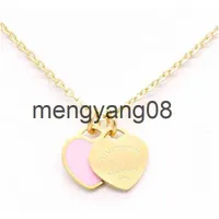 Pendant Necklaces Pendant Neckalce Design New Brand Heart Love Necklace For Women Stainless Steel Accessories Zircon Green Pink Women Jewelry Gift T1M3