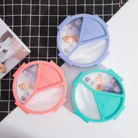 Dinnerware Sets Plastic Round Lunch Box Microwavable 3 Grid Bento With Spoon Portable Picnic School Sealed Storage Container