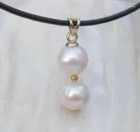 Pendant Necklaces 10MM CHARMING PEARL Leather NECKLACE 18inch