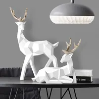 Decorative Objects Figurines Deer Statue Home Reindeer Resin Sculpture White Deers Scandinavian Living Room ation Tabletop 230131