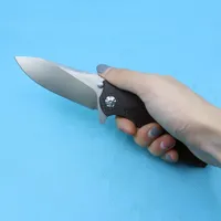 M1227 0562CF Flipper Folding knife D2 Drop Point Satin Blade Carbon Fiber with TC4 Titanium Alloy Handle Ball Bearing Washer Fast Open EDC pocket Folder Knives