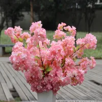 Decorative Flowers 100 CM Long Four Branches Each Bouquet Simulation Cherry Blossom White And Pink Color For Home Wedding Party Decoration