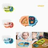 Dinnerware Sets Silicone Kitchen Refrigerator Bento Lunch Box With Compartments For Kids Picnic Travel Tableware Container Child's