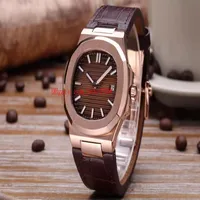 5 style Luxury High Quality Wrist watch 40 5mm Nautilus 5711 1R-001 Leather 18k Rose Gold Asia Mechanical Transparent Automatic Me253H
